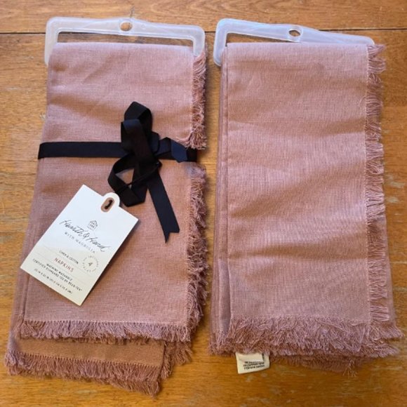 NWT Hearth & Hand w Magnolia-2 X 4 pack Raw Edge Linen Blend 8 Napkins Rose Gold - Picture 7 of 9